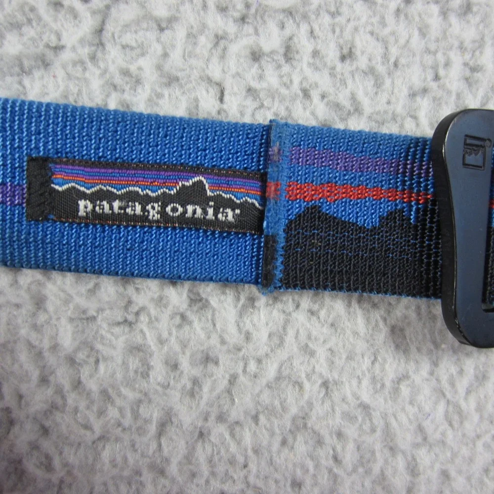 Patagonia Friction Belt Blue Fitz Roy Skyline Mountain Logo Webbing 1 Inch Wide